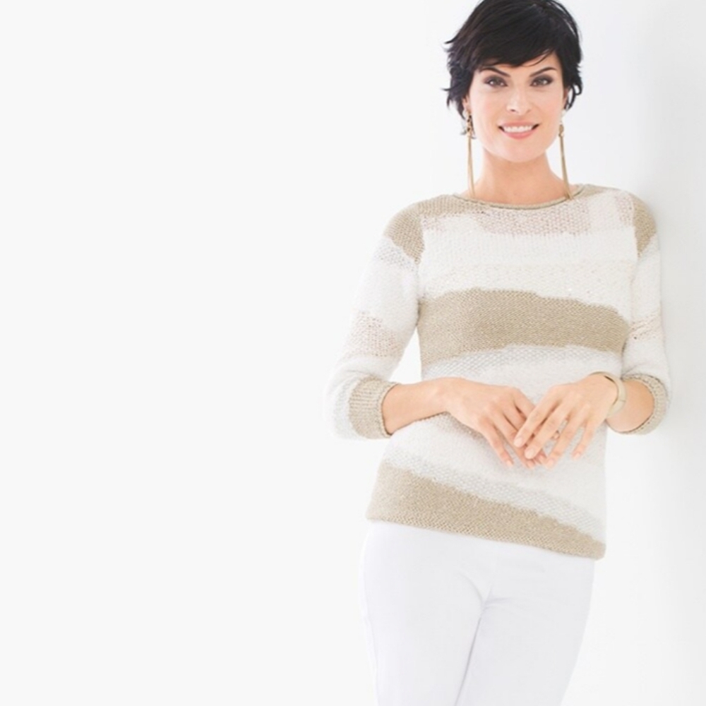 NWT Chico's Leona Patterned Pullover, Sz 0